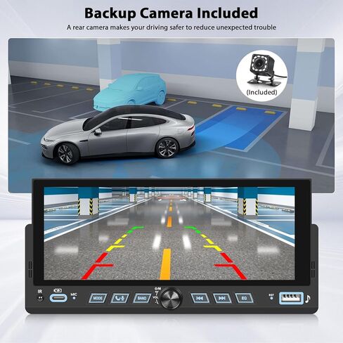9inch Car Stereo Single Din Radio Touchscreen with Backup Camera, Multimedia Car Audio Support Mirror Link, Hands-Free Call, FM Radio, EQ Settings in Kuwait