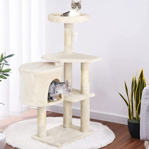 BestPet 54in Cat Tree Tower for Indoor Cats,Multi-Level Cat Furniture Activity Center with Cat Scratching Posts Stand House Cat Condo with Funny Toys for Kittens Pet Play House,Dark Gray in Kuwait