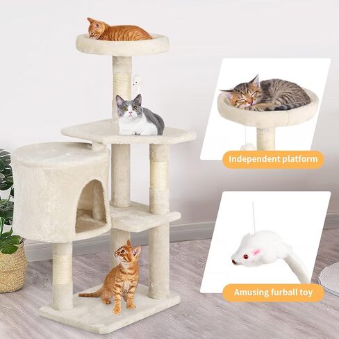 BestPet 54in Cat Tree Tower for Indoor Cats,Multi-Level Cat Furniture Activity Center with Cat Scratching Posts Stand House Cat Condo with Funny Toys for Kittens Pet Play House,Dark Gray in Kuwait