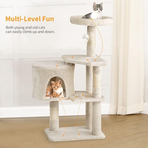 BestPet 54in Cat Tree Tower for Indoor Cats,Multi-Level Cat Furniture Activity Center with Cat Scratching Posts Stand House Cat Condo with Funny Toys for Kittens Pet Play House,Dark Gray in Kuwait