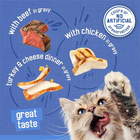 Purina Friskies Gravy Wet Cat Food Variety Pack, Shreds Beef, Chicken And Turkey & Cheese Dinner - (24) 5.5 Oz. Cans in Kuwait