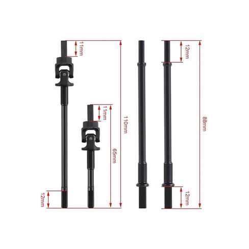 Hardened AR45P Universal Joint Driveshaft Straight Shaft for 1/10 RC Crawler Axial SCX10 III AR45 Portal Axle Gladiator Wrangler(for Rear axle) in Saudi Arabia