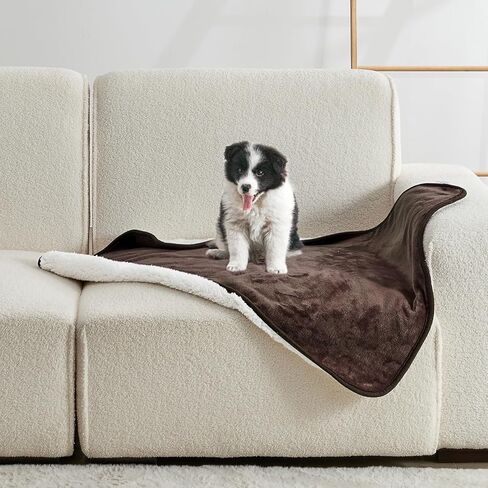 Waterproof Blanket for Bed Couch Sofa, Soft Liquid Pee Proof Pet Blanket for Dog Puppy Cat, Reversible Sherpa Fleece Blanket for Furniture Protector (Dark Purple, 30x40 inches) in Kuwait