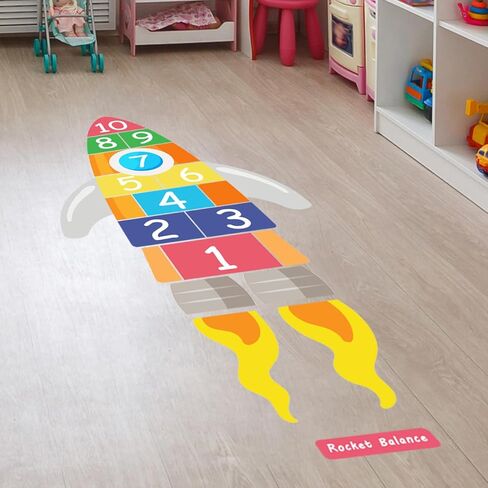 Sensory Path Floor Decals Education Floor Stickers Hopscotch Floors Decal Peel and Stick Sensory Pathway Stickers for School Classroom Kids Girl Boy Nursery Playroom (Robot Pathway) in Kuwait