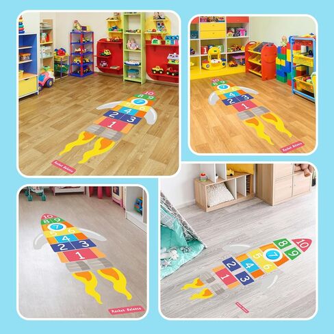 Sensory Path Floor Decals Education Floor Stickers Hopscotch Floors Decal Peel and Stick Sensory Pathway Stickers for School Classroom Kids Girl Boy Nursery Playroom (Robot Pathway) in Kuwait