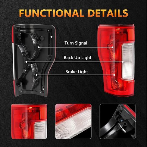 Tail Lights Compatible with 2017-2019 Ford F250 F350 F450 Super Duty Pickup Truck Taillights Rear Lights Brake Lamps (w/o Blind Spot), Left Tail Halogen Lights Replace# FO2800256 in Saudi Arabia