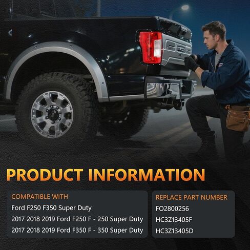 Tail Lights Compatible with 2017-2019 Ford F250 F350 F450 Super Duty Pickup Truck Taillights Rear Lights Brake Lamps (w/o Blind Spot), Left Tail Halogen Lights Replace# FO2800256 in Saudi Arabia