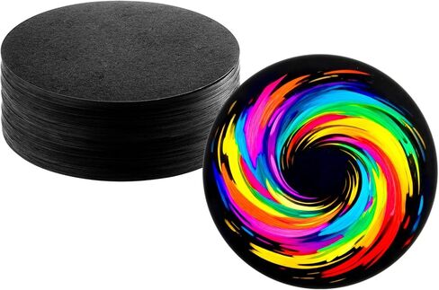 60 Pcs 5.9 Inches/ 15 cm Diameter Spin Paint Refill Pack, Black Rotating Art Supplement Cards, Round Drawing Paper, Suitable for DIY Craft Materials for Adults and Children in Saudi Arabia