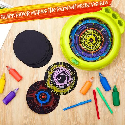 60 Pcs 5.9 Inches/ 15 cm Diameter Spin Paint Refill Pack, Black Rotating Art Supplement Cards, Round Drawing Paper, Suitable for DIY Craft Materials for Adults and Children in Saudi Arabia