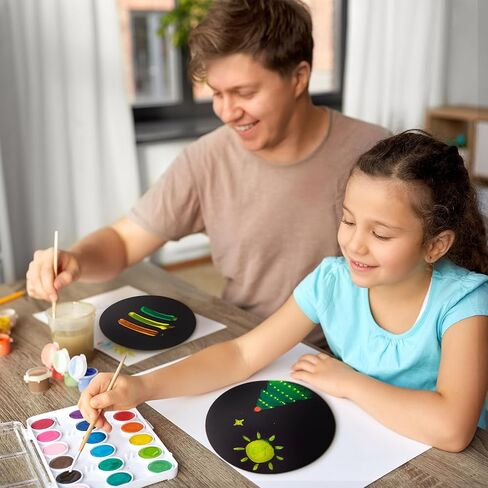 60 Pcs 5.9 Inches/ 15 cm Diameter Spin Paint Refill Pack, Black Rotating Art Supplement Cards, Round Drawing Paper, Suitable for DIY Craft Materials for Adults and Children in Saudi Arabia