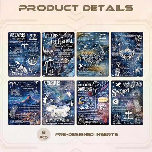 Insert Cardstock Paper for Kindle - 8Pcs Fantasy Theme Back Cover Inserts, Magical & Enchanted Decorative Cards for Kindle E-Readers, Gifts for Fantasy Book Lovers, 6.9"x4.8" in Saudi Arabia