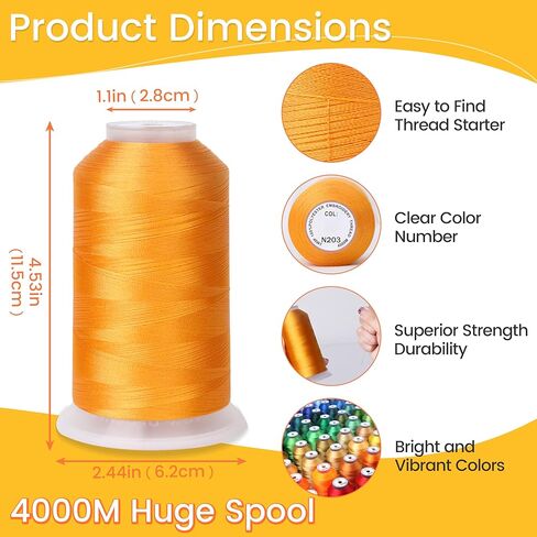New brothread Embroidery Machine Thread 4000M/4400YD Each Spool Mega Kit 150 Vibrant Colors 40WT for Commercial, Industrial, Home-Used Embroidery Machines in Saudi Arabia