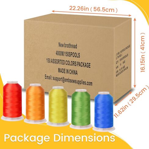 New brothread Embroidery Machine Thread 4000M/4400YD Each Spool Mega Kit 150 Vibrant Colors 40WT for Commercial, Industrial, Home-Used Embroidery Machines in Saudi Arabia
