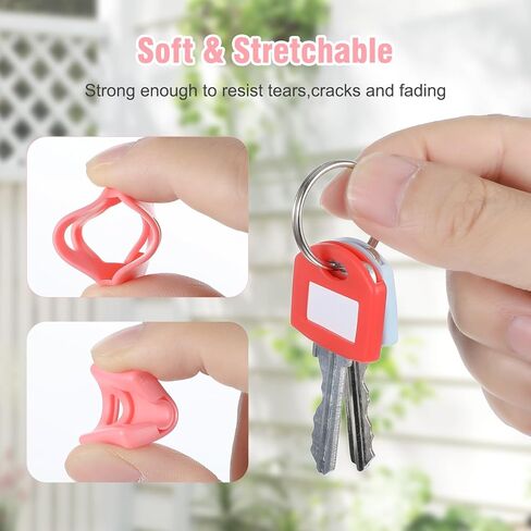 30Pcs Colored Silicone Key Covers Caps Set with Blank Printed Label, Key Tags Color Identifiers for House Keys 2 Styles Key Tags Fit Key Protectors for Easy to Classify in Saudi Arabia