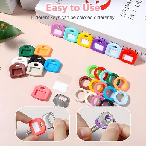 30Pcs Colored Silicone Key Covers Caps Set with Blank Printed Label, Key Tags Color Identifiers for House Keys 2 Styles Key Tags Fit Key Protectors for Easy to Classify in Saudi Arabia