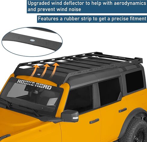 Hooke Road Bronco Full Length Roof Rack Aluminum Cross Bars for 2021-2025 Ford Bronco 4-Door Hardtop (Exclude Bronco Sport), Overlanding Rooftop Cargo Basket Carrier in Saudi Arabia