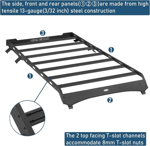 Hooke Road Bronco Full Length Roof Rack Aluminum Cross Bars for 2021-2025 Ford Bronco 4-Door Hardtop (Exclude Bronco Sport), Overlanding Rooftop Cargo Basket Carrier in Saudi Arabia