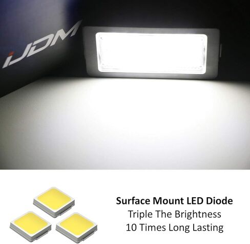 مجموعة إضاءة لوحة ترخيص LED كاملة 3 وات من iJDMTOY OEM-Fit متوافقة مع سلسلة 1995-01 BMW E38 7، مدعومة بـ 18-SMD Xenon White LED وخالية من الأخطاء في Can-bus in Kuwait