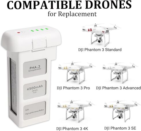 بطارية فانتوم 3 لـ DJI، 4500 مللي أمبير-15.2 فولت استبدال بطارية طائرة بدون طيار ذكية لـ DJI Phantom 3/Pro/Advanced/4K/SE in Kuwait