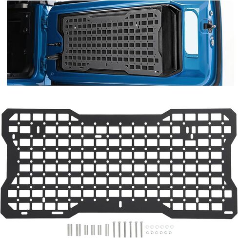 Tailgate Tactical Molle Panel Compatible with 2007-2022 Jeep Wrangler JK JL Rear Door Cargo Organizer Interior Storage Plate Racks Aluminium W/O Storage Bag in Saudi Arabia