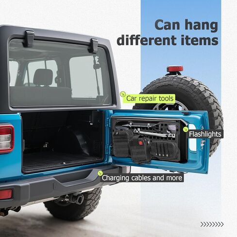 Tailgate Tactical Molle Panel Compatible with 2007-2022 Jeep Wrangler JK JL Rear Door Cargo Organizer Interior Storage Plate Racks Aluminium W/O Storage Bag in Saudi Arabia
