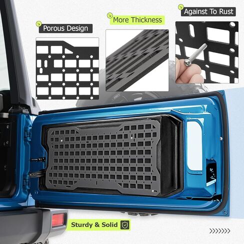Tailgate Tactical Molle Panel Compatible with 2007-2022 Jeep Wrangler JK JL Rear Door Cargo Organizer Interior Storage Plate Racks Aluminium W/O Storage Bag in Saudi Arabia
