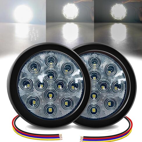 2pc 4in Round Red Led Trailer Tail Lights,3-in-1 Strobe/High/Low Lights Brake Running Tail Boat Trailer Lights Side Marker Led Trailer Light Kit for Pickup Truck RV,Surface Mount,12LED in Saudi Arabia