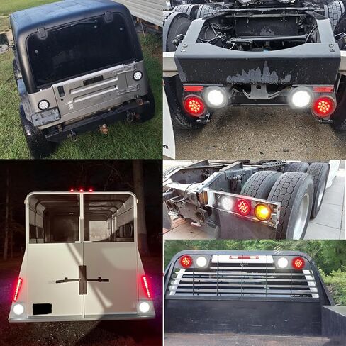 2pc 4in Round Red Led Trailer Tail Lights,3-in-1 Strobe/High/Low Lights Brake Running Tail Boat Trailer Lights Side Marker Led Trailer Light Kit for Pickup Truck RV,Surface Mount,12LED in Saudi Arabia