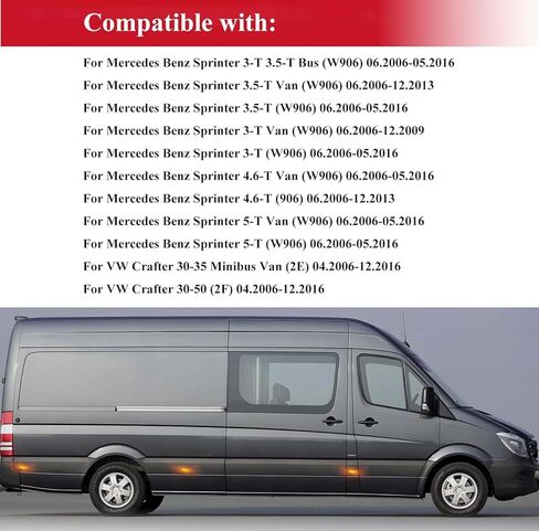 LED Side Marker Light Assembly Compatible with 2006-2018 Mercedes Benz Sprinter W906 2018+ W907, 06-16 VW Crafter, Smoked Housing Amber Sequential Turn Signal, 6 Pcs in Saudi Arabia