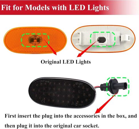 LED Side Marker Light Assembly Compatible with 2006-2018 Mercedes Benz Sprinter W906 2018+ W907, 06-16 VW Crafter, Smoked Housing Amber Sequential Turn Signal, 6 Pcs in Saudi Arabia