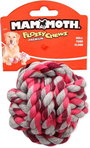 Mammoth Flossy Chews Monkey Fist Ball Premium Cotton-Poly Rope Dog Chew Toy & Fetch Toy for Small to Medium Dogs - Large 4.75' - Assorted Colors in Kuwait