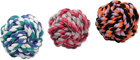 Mammoth Flossy Chews Monkey Fist Ball Premium Cotton-Poly Rope Dog Chew Toy & Fetch Toy for Small to Medium Dogs - Large 4.75' - Assorted Colors in Kuwait