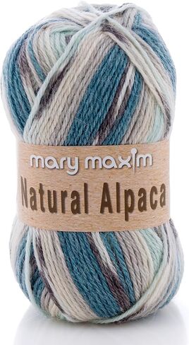 خيوط Mary Maxim Alpaca، خيوط تويد ناعمة ودافئة للكروشيه والحياكة، وزن متوسط ​​4، مثالية للأوشحة والسترات الأفغانية والبطانيات، 262 ياردة، شريط مائي in Kuwait