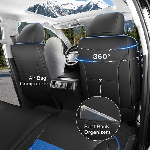 أغطية مقاعد لسيارة Toyota Tundra 2014 2015 2016 2017 2018 2019 2020 2021 مجموعة كاملة مخصصة، أغطية مقاعد جلدية متينة ومقاومة للماء للسيارة - أسود/رمادي (فقط لسيارة CrewMax Cab) in Kuwait