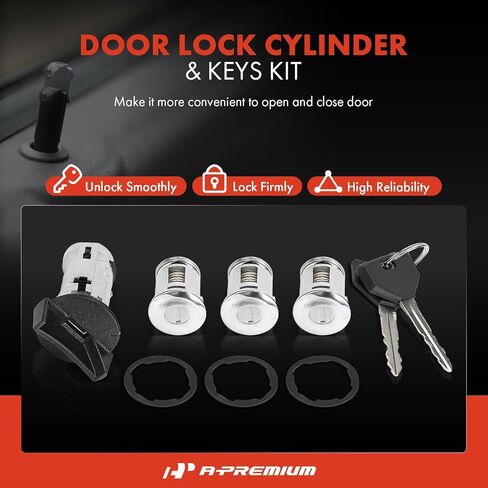 A-Premium Ignition & Tailgate/Door Lock Cylinder with Key Set Compatible with Jeep TJ Series Wrangler 1991 1992 1993 1994 1995, Replace# 702419, DL4815 in Saudi Arabia