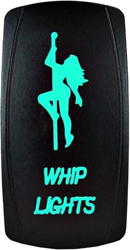 STVMotorsports 5 Pin Laser Lighted Whip Lights Rocker Switch On-Off LED Light 20A 12V for UTV، Truck، Boat، ATV المركبات على الطرق الوعرة - أخضر in Kuwait