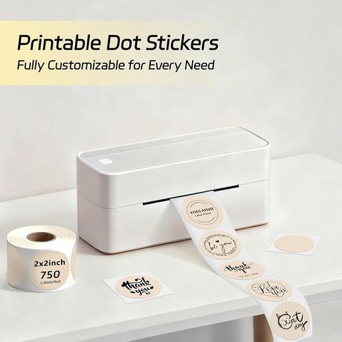 2 inch Dot Stickers Labels Circle Garage Sale Sticker 750Pcs Round Thermal Printer Stickers Printable Writable Price Labels for Yard Sale, Light Brown in Saudi Arabia