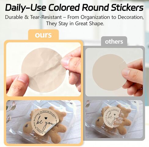 2 inch Dot Stickers Labels Circle Garage Sale Sticker 750Pcs Round Thermal Printer Stickers Printable Writable Price Labels for Yard Sale, Light Brown in Saudi Arabia