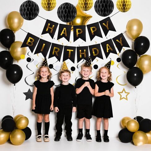 Blue Happy Birthday Party Decorations – Banner with Honeycomb Balls, Swirl Streamers & Circle Garland, Colorful Birthday Decor for Women, Men, Boys & Girls in Saudi Arabia