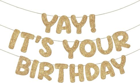 Fulmoon Pre Strung Yay It's Your Birthday Banner Glitter Happy Teen Boys Teen Girls Adult Banner Glitter Funny Birthday Party Decorations(Colorful) in Saudi Arabia
