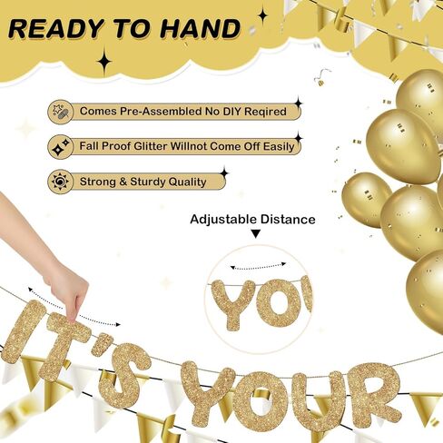 Fulmoon Pre Strung Yay It's Your Birthday Banner Glitter Happy Teen Boys Teen Girls Adult Banner Glitter Funny Birthday Party Decorations(Colorful) in Saudi Arabia