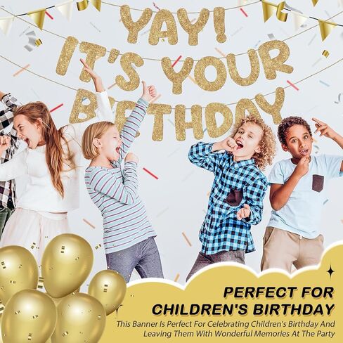 Fulmoon Pre Strung Yay It's Your Birthday Banner Glitter Happy Teen Boys Teen Girls Adult Banner Glitter Funny Birthday Party Decorations(Colorful) in Saudi Arabia
