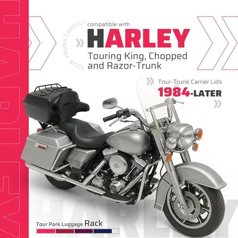 Luggage Trunk Rack Compatible with 1984-Later Harley Touring King, Chopped Tour-Trunk Carrier Lids Black Luggage Rack Carrier Powder Coated in Saudi Arabia