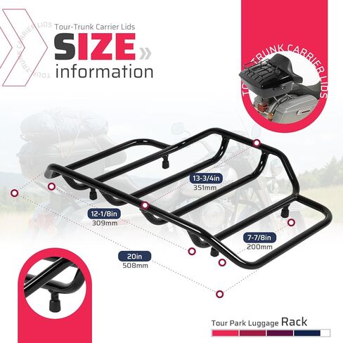 Luggage Trunk Rack Compatible with 1984-Later Harley Touring King, Chopped Tour-Trunk Carrier Lids Black Luggage Rack Carrier Powder Coated in Saudi Arabia