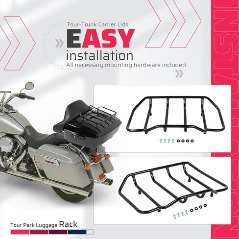 Luggage Trunk Rack Compatible with 1984-Later Harley Touring King, Chopped Tour-Trunk Carrier Lids Black Luggage Rack Carrier Powder Coated in Saudi Arabia