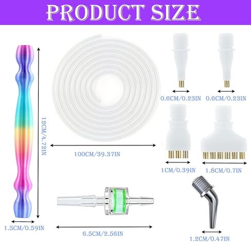 Vacuum Diamond Painting Pen Replacement Kit, Screw Diamond Pen with Silicone Tube & Filters & Multiplacers (1/3/6/Elbow Heads) for Most Vacuum Pens, Diamond Art Accessories (Colorful + White) in Saudi Arabia