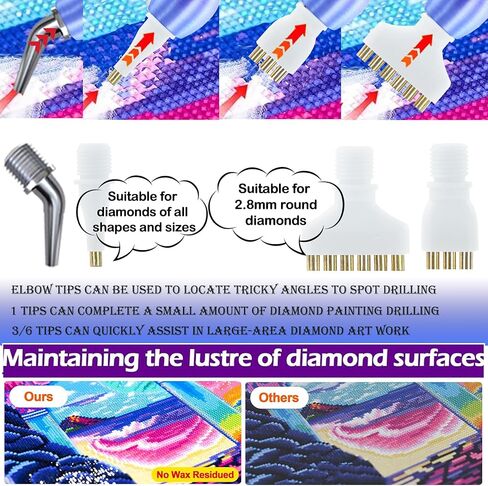 Vacuum Diamond Painting Pen Replacement Kit, Screw Diamond Pen with Silicone Tube & Filters & Multiplacers (1/3/6/Elbow Heads) for Most Vacuum Pens, Diamond Art Accessories (Colorful + White) in Saudi Arabia