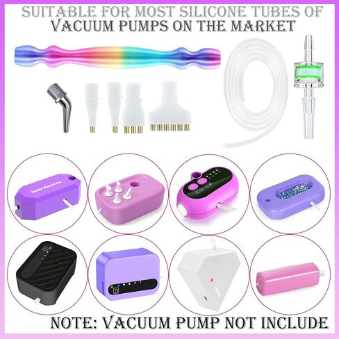Vacuum Diamond Painting Pen Replacement Kit, Screw Diamond Pen with Silicone Tube & Filters & Multiplacers (1/3/6/Elbow Heads) for Most Vacuum Pens, Diamond Art Accessories (Colorful + White) in Saudi Arabia