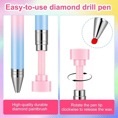 Diamond Painting Pen with 3 Extra Wax Refills - Professional Rhinestone Picker for Nail Art, Crafts, Phone Case, DIY Jewelry, Scrapbooking & Card Making (White Powder Gradient) in Saudi Arabia