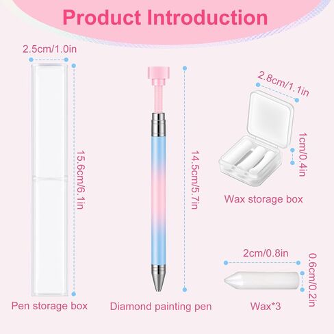 Diamond Painting Pen with 3 Extra Wax Refills - Professional Rhinestone Picker for Nail Art, Crafts, Phone Case, DIY Jewelry, Scrapbooking & Card Making (White Powder Gradient) in Saudi Arabia
